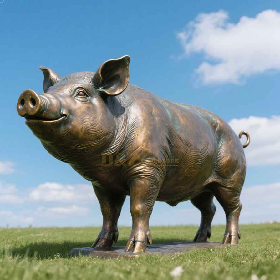 Large Outdoor Bronze Pig Statue For Sale D-06