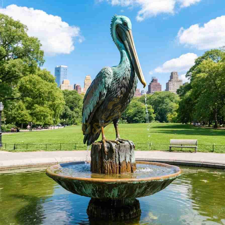 Elegant Bronze Garden Pelican Outdoor Fountain D-10