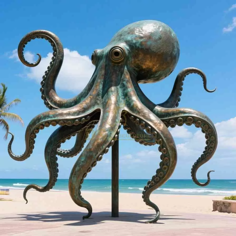 Bronze Outdoor Giant Octopus Statue On The Beach D-11