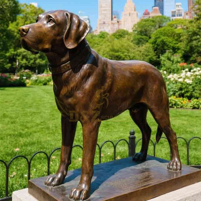 Bronze chocolate lab dog statue