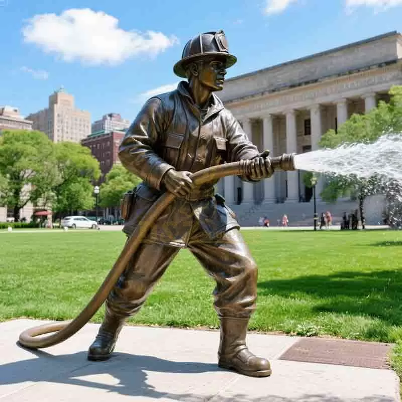 Life Size Bronze Firefighter Statues for Sale | Memorial Hero Statue DZ-875