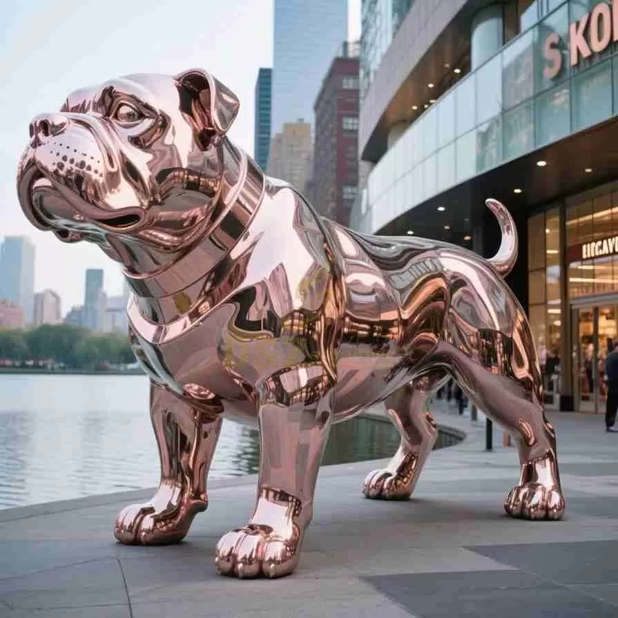 Large Colorful Metal Bulldog Sculpture | Outdoor Decor D-17