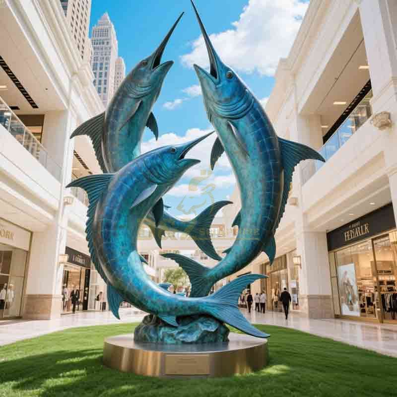 Large Bronze Blue Marlin Statue Jumping For Sale DZ-876