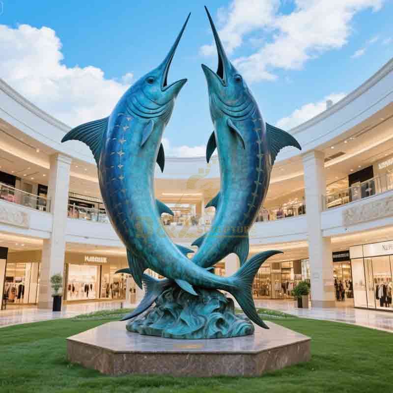 bronze blue marlin statue