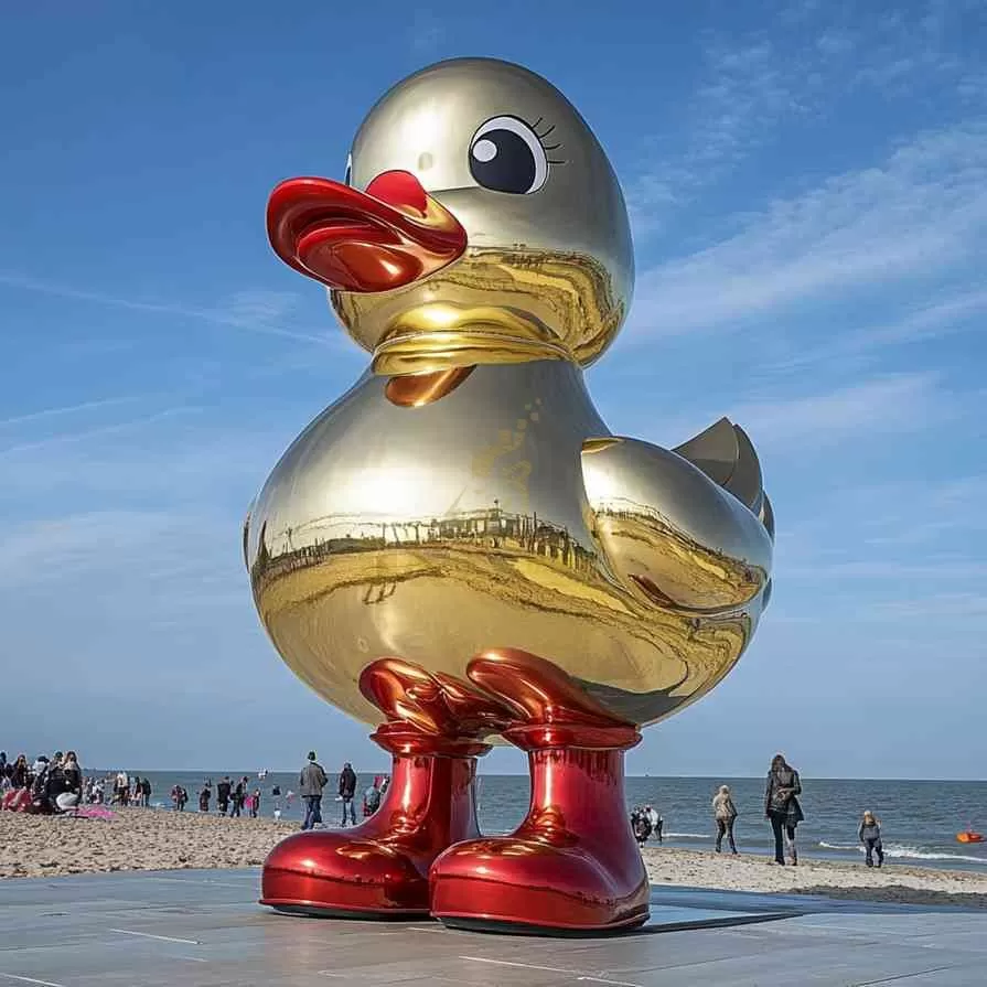 Gold Large Metal Duck Sculpture For Sale D-21