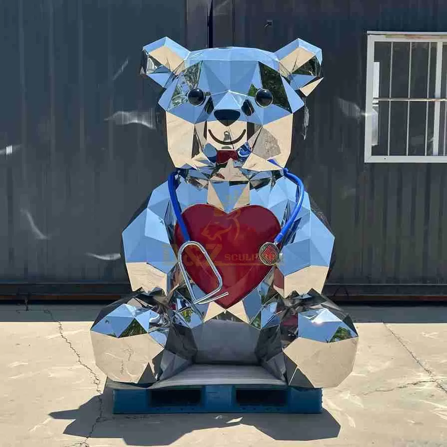 Large Abstract Metal Geometric Bear Sculpture | Doctor Bear D-23