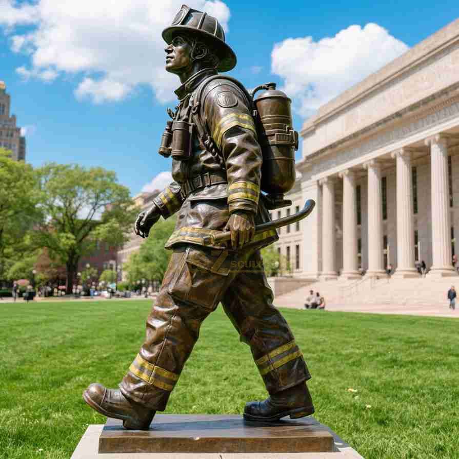 Life-Size Bronze Firefighter Statue For Sale |  Memorial Sculpture D-24