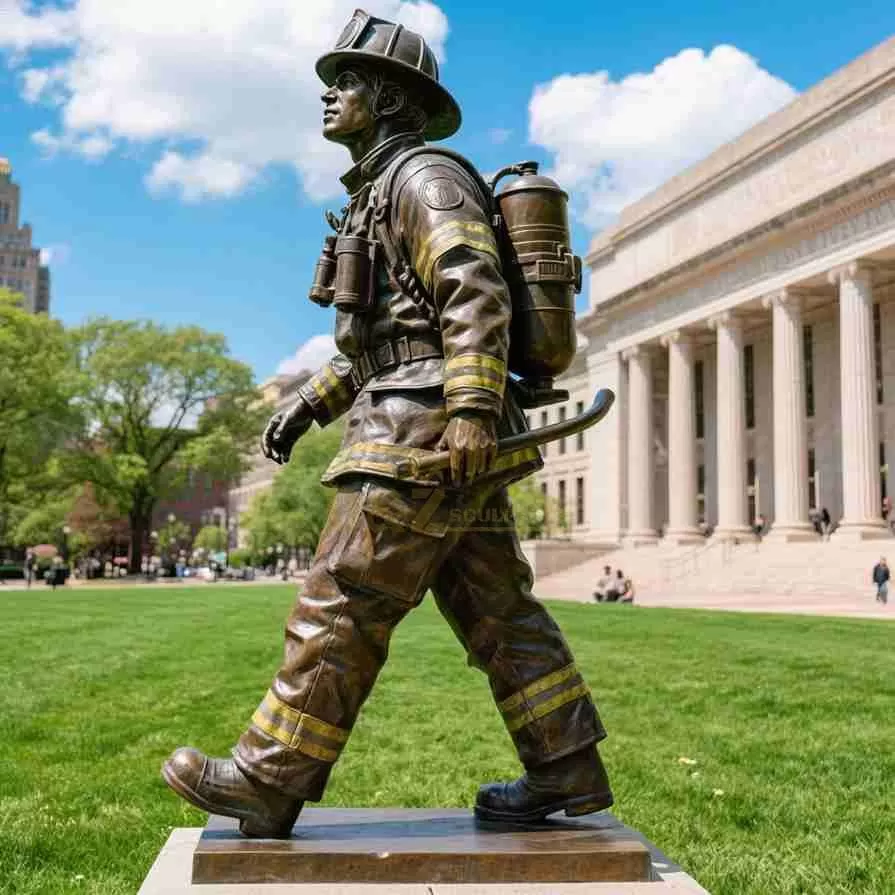 Life-Size Bronze Firefighter Statue For Sale |  Memorial Sculpture D-24