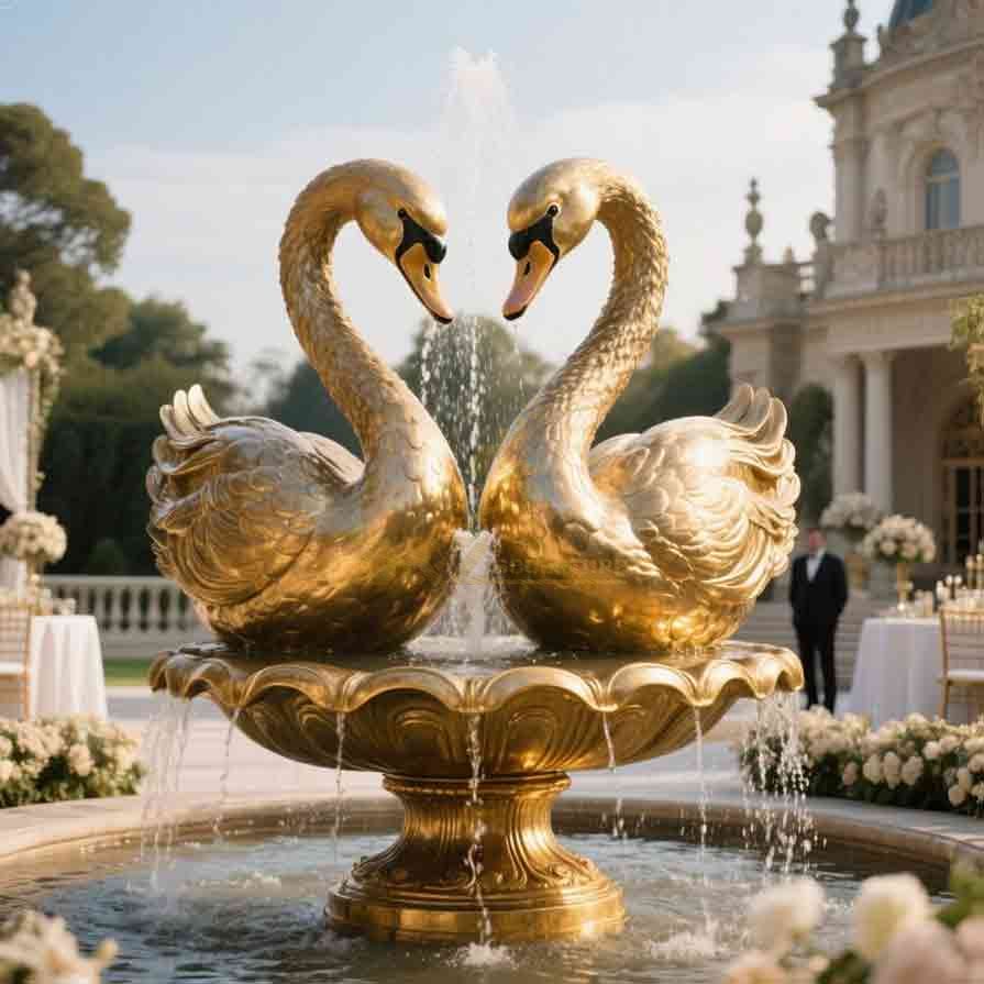 metal swan fountain