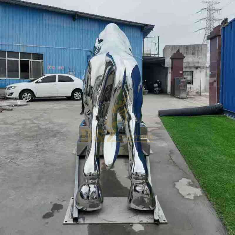 stainless steel bull sculpture
