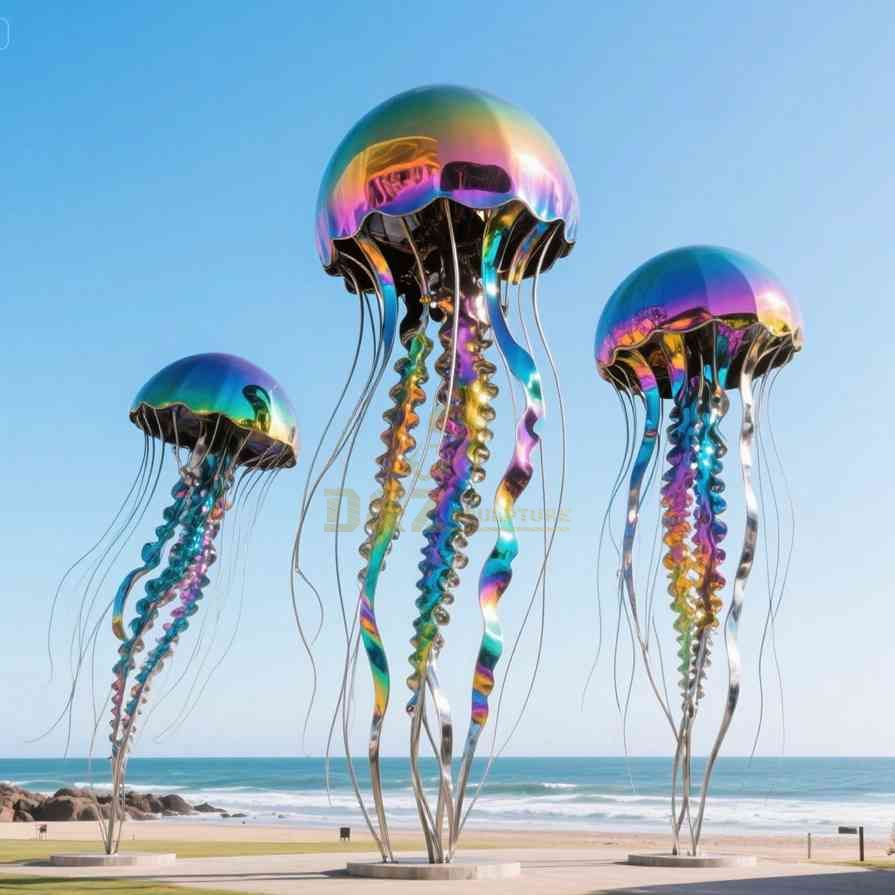 Large Colored Stainless Steel Jellyfish Sculpture D-33