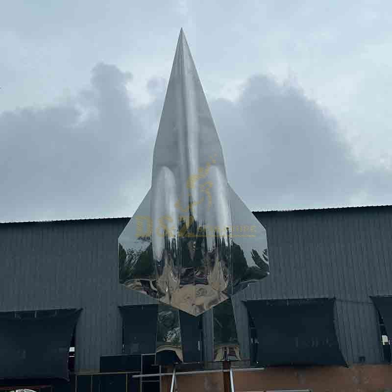 Futuristic Metal Fighter Jet Model Sculpture | Mirror Art DZ-884