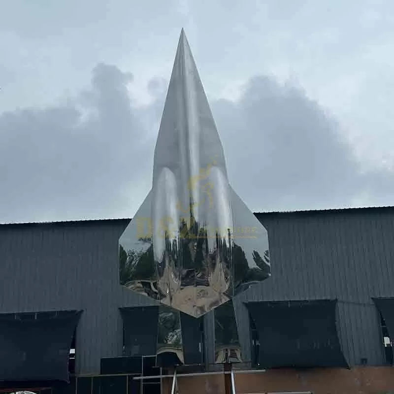 Futuristic Metal Fighter Jet Model Sculpture | Mirror Art DZ-884