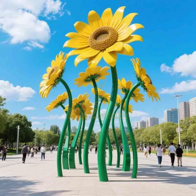 Metal Sunflower Sculpture | Outdoor Public Art Decor DZ-885
