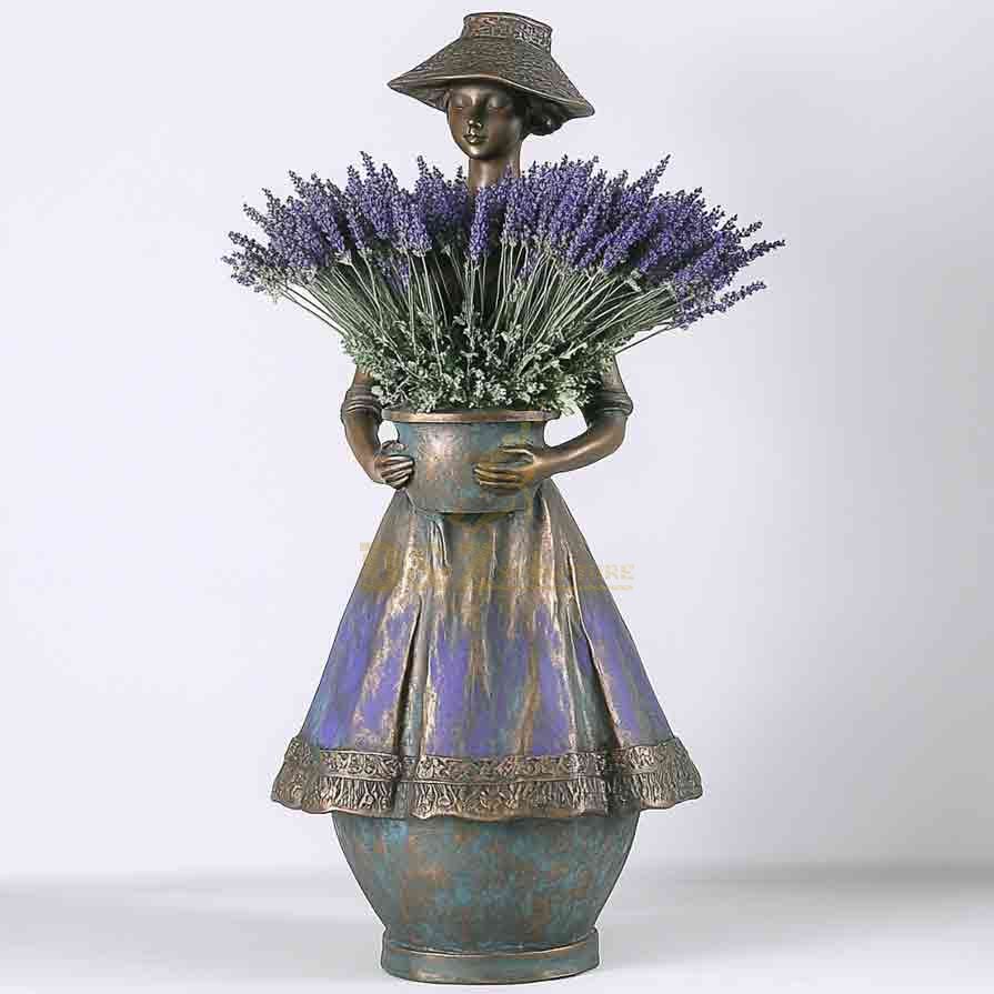 Outdoor metal brass bronze flowerpot statue