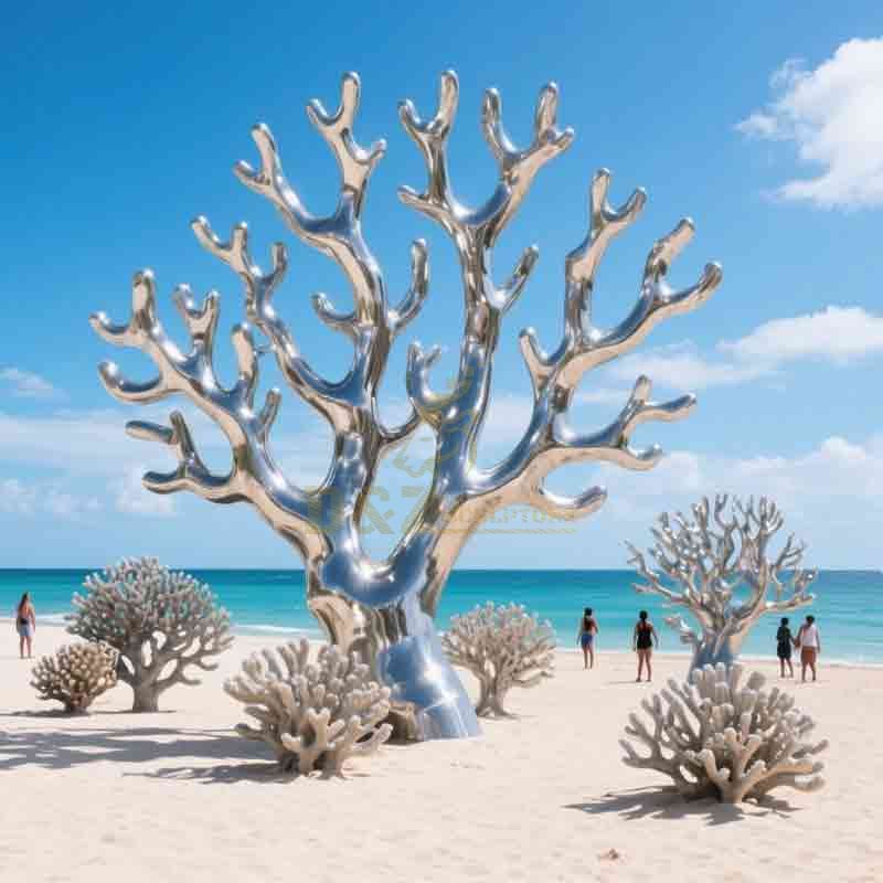 silver coral sculpture
