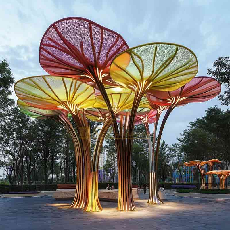 metal lotus leaf sculpture for park decor