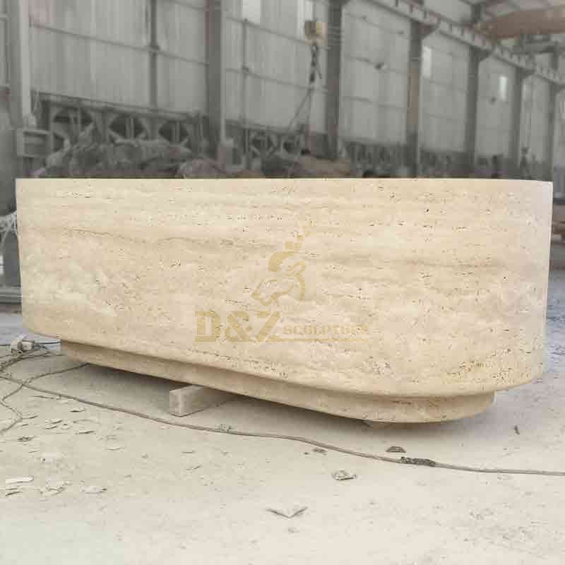 Custom Modern Natural Stone Reception Desk | Travertine DZ-894