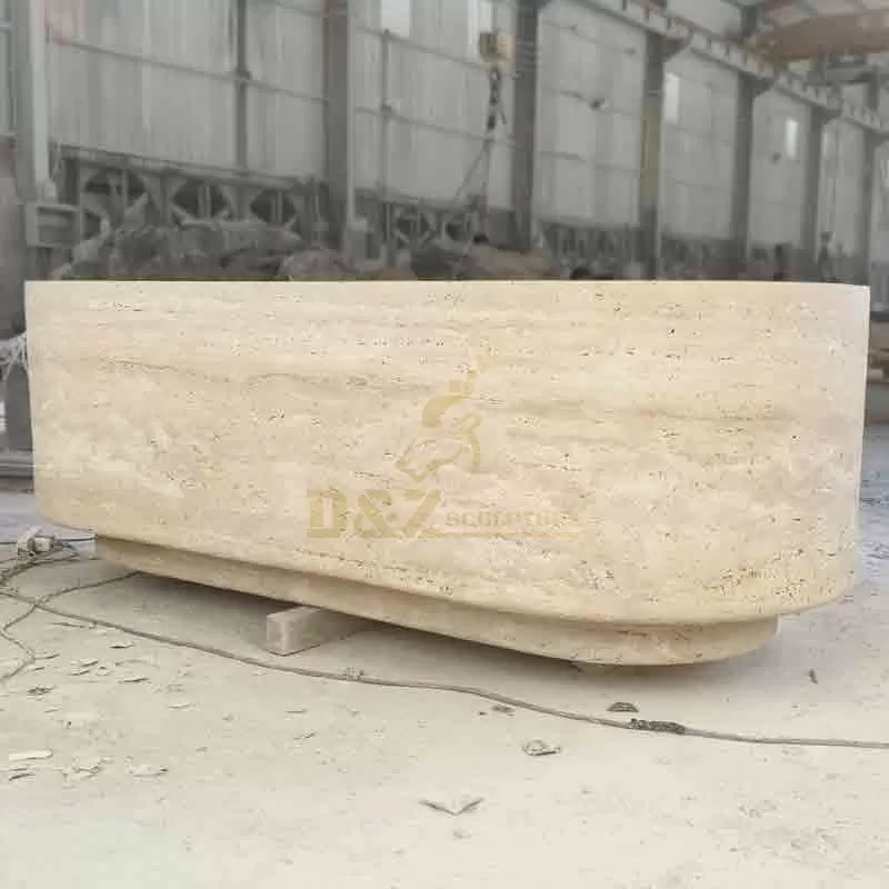 Custom Modern Natural Stone Reception Desk | Travertine DZ-894