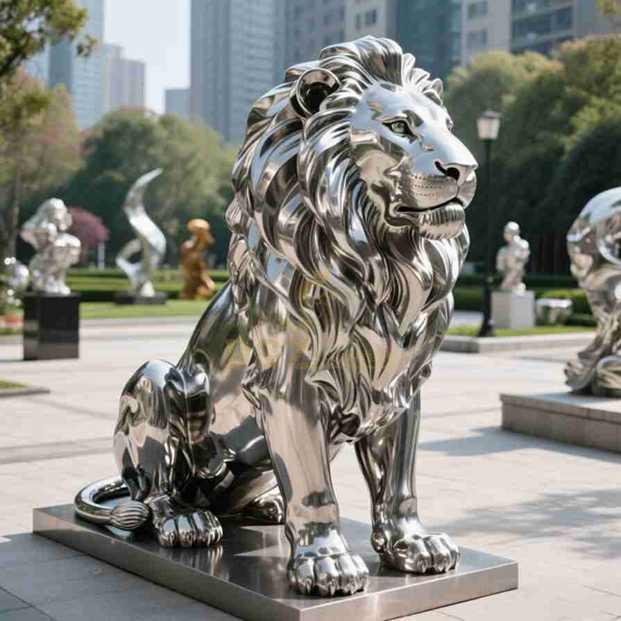 Large Metal Garden Lion Sculptures for Sale-DZJ-6