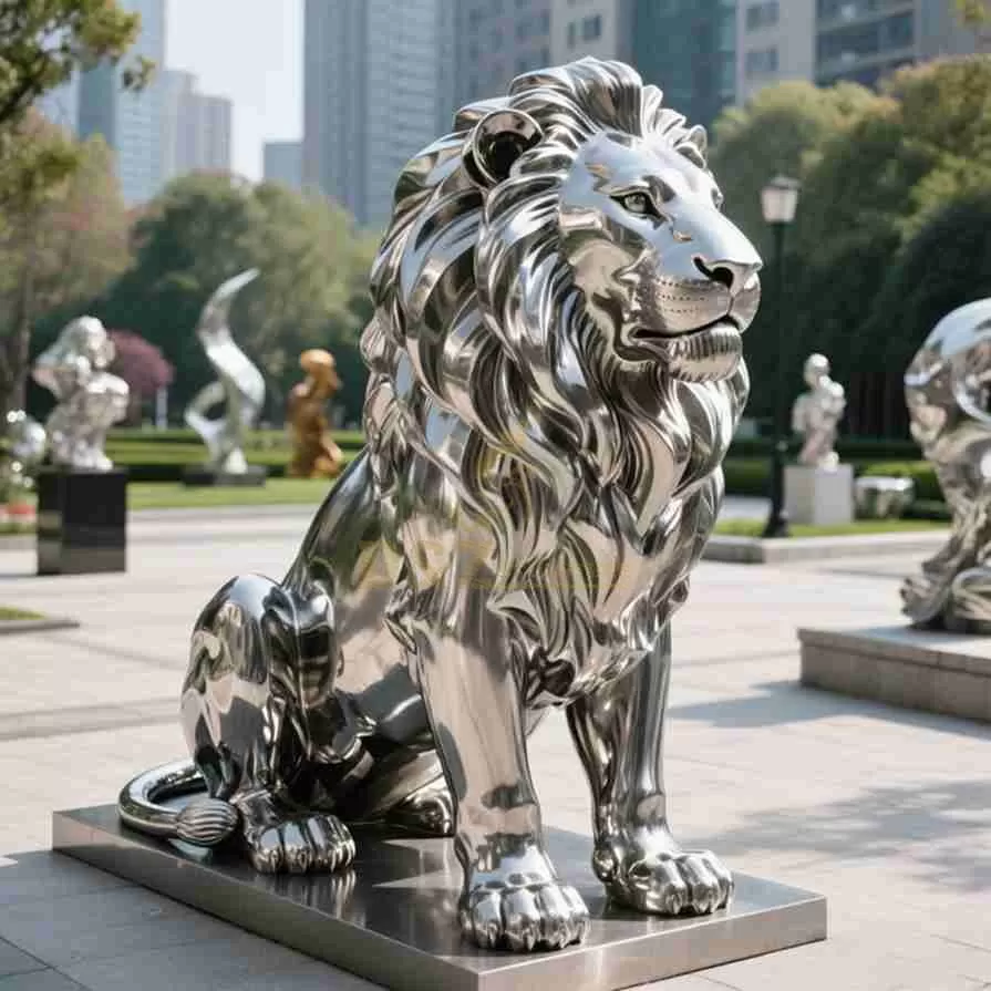 Large Metal Garden Lion Sculptures for Sale-DZJ-6