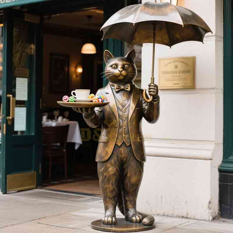 large bronze cat statue butler