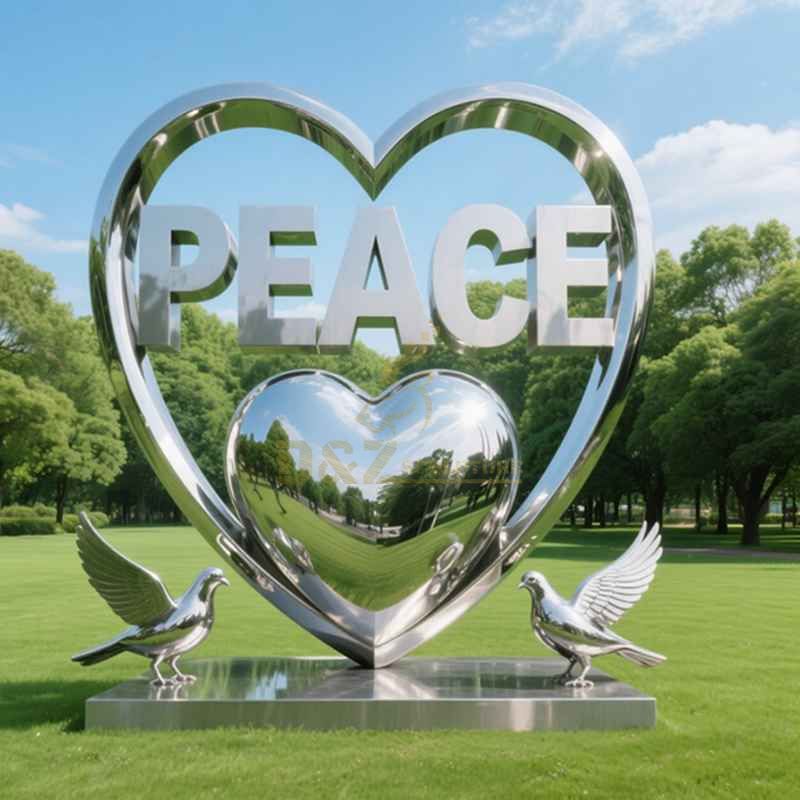 Large Metal Peace Sculpture | Dove and Love Design DZJ-8