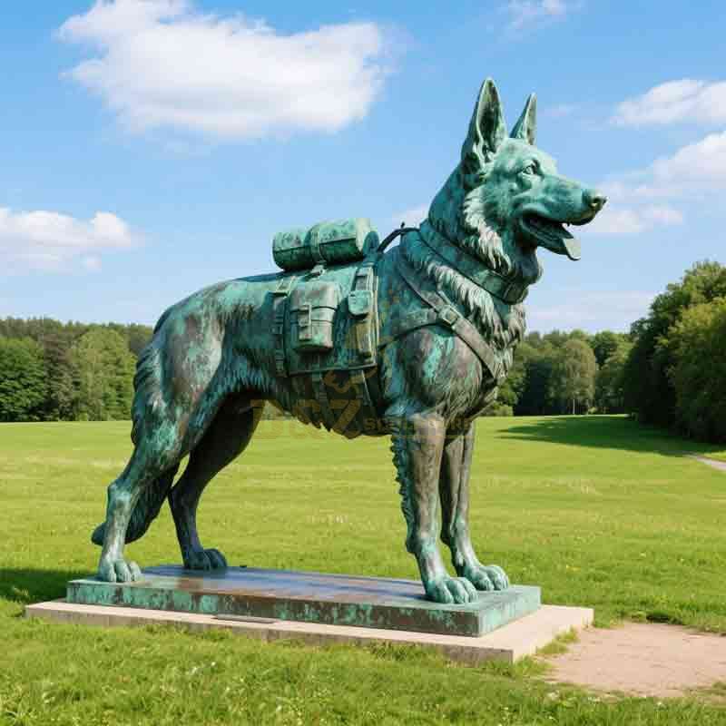 Large Guarding Bronze German Shepherd Statue for Sale | Outdoor Lawn Decor DZ-899