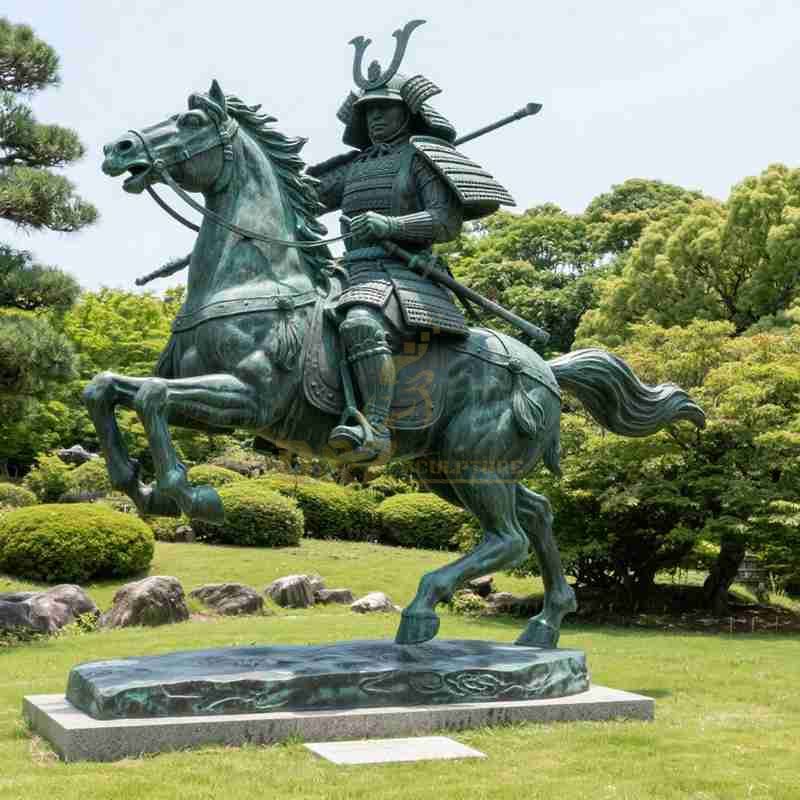 Japanese Samurai Statue | Bronze Horseback Statues DZJ-17