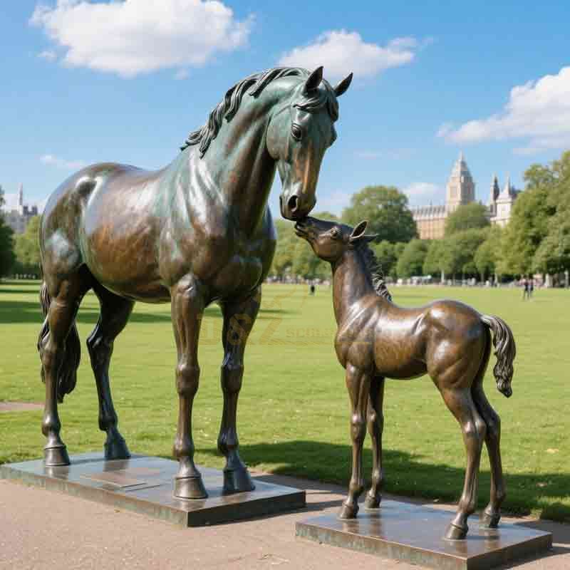 bronze mare and foal statue