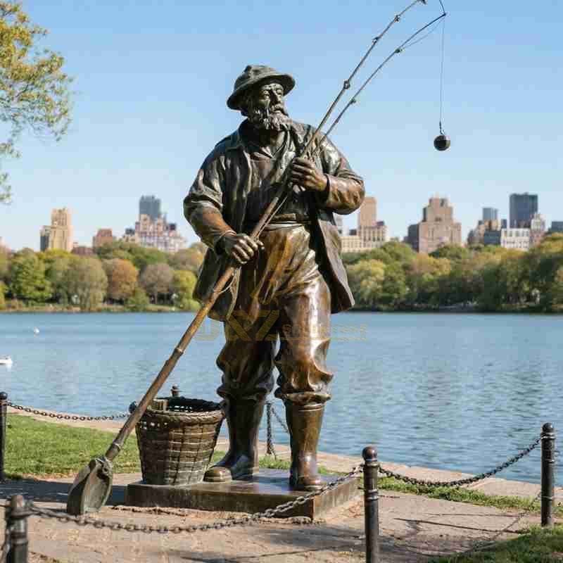 Outdoor Fisherman Statue – Bronze Garden Statue for Sale DZJ-18