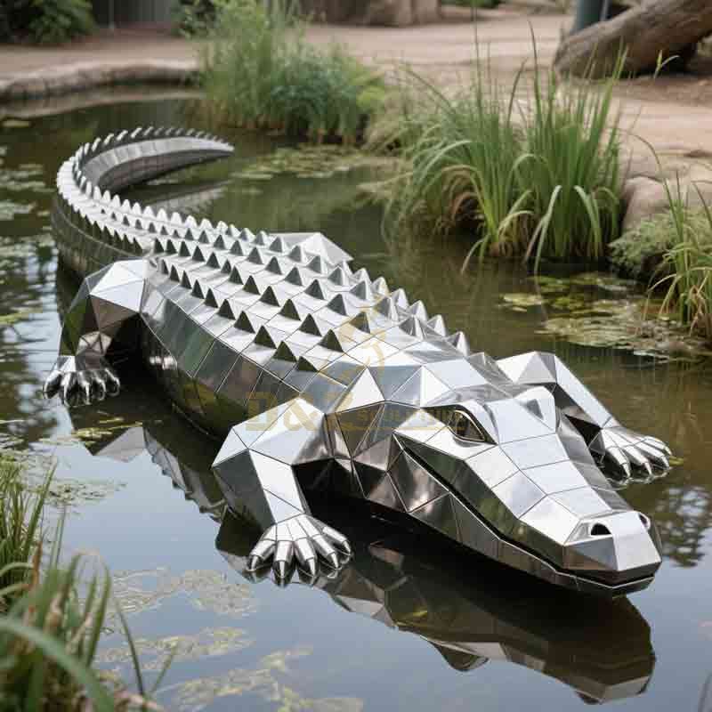 Modern Geometric Metal Crocodile Sculpture for Sale DZ-903
