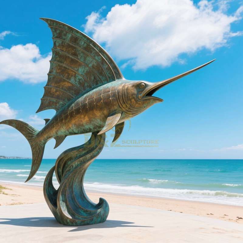 Bronze Sailfish Statue for Outdoor Coastal Decor DZJ-20