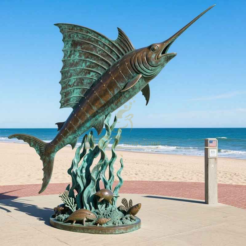 bronze sailfish sculpture
