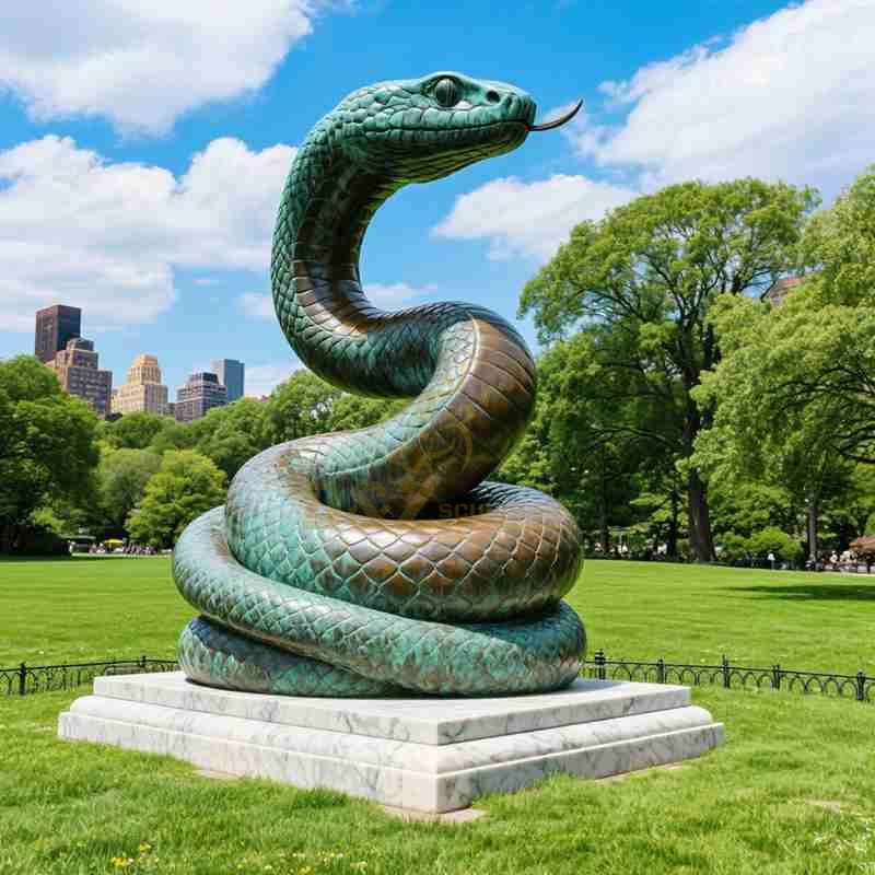 Bronze Outdoor Snake Statue – Garden Decor for Sale DZJ-21