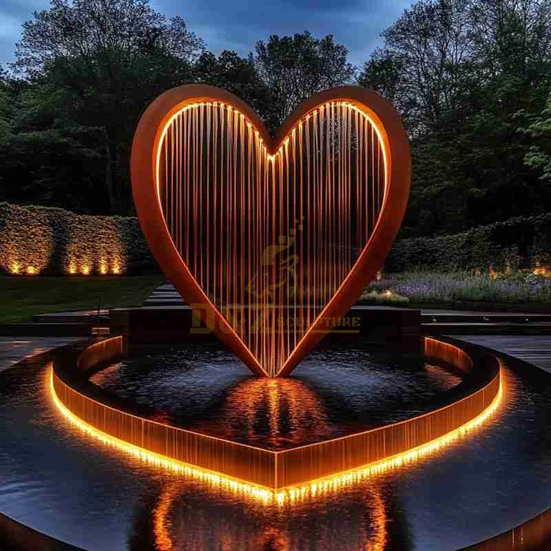 corten steel water fountain