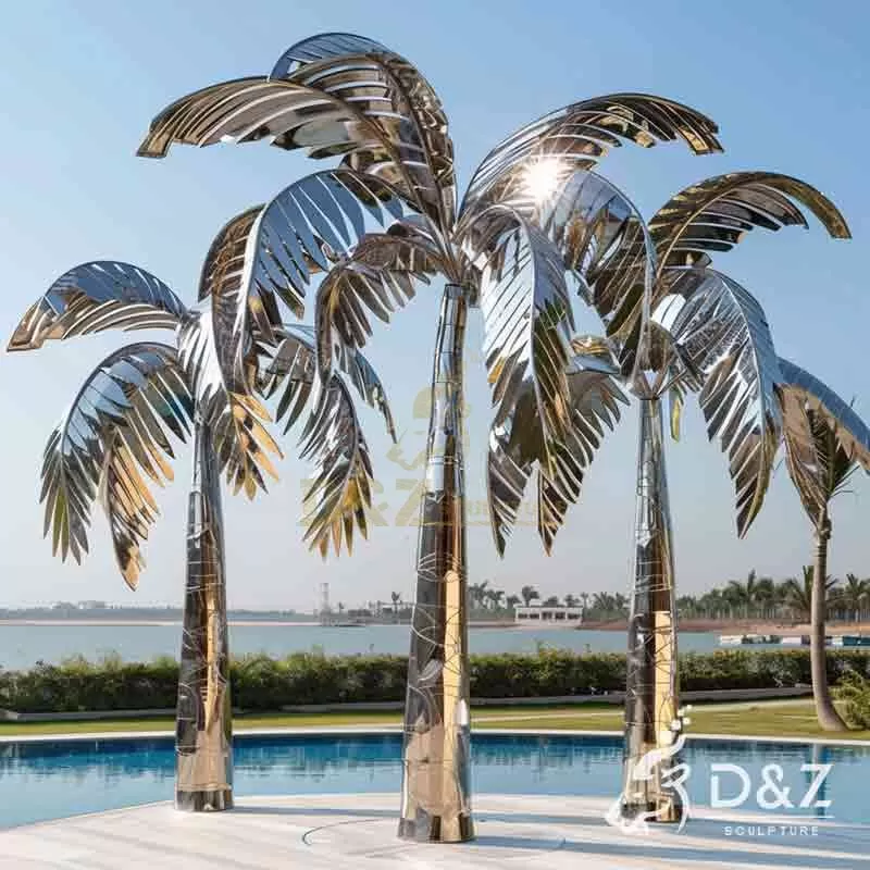 Outdoor Metal Palm Tree Sculpture | Custom Lighting Landscape Decor DZ-904