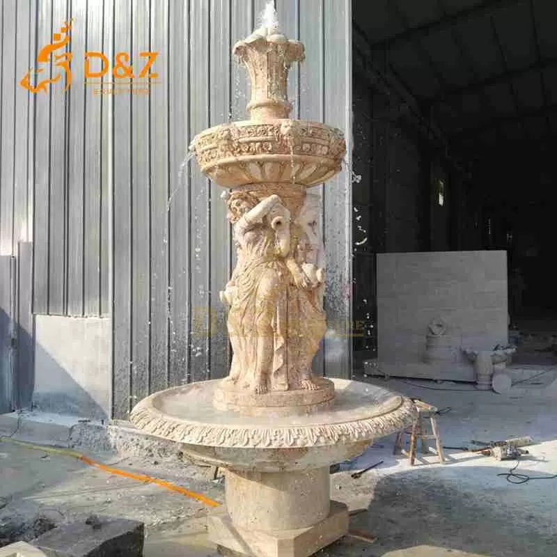 Travertine Lady Statue Fountain for Garden Decor DZJ-23