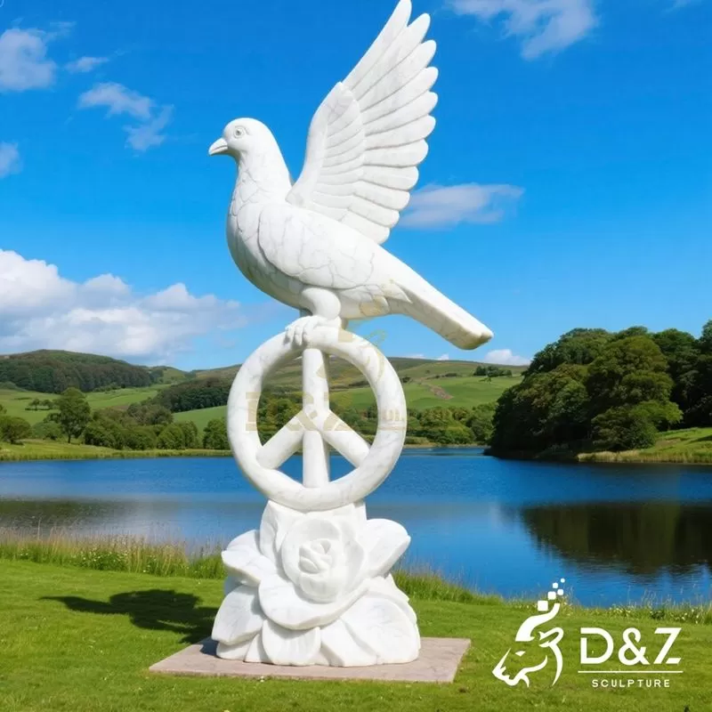 White Marble Large Pigeon Statue for Sale DZJ-26