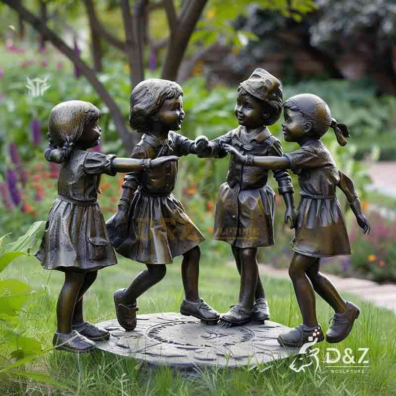 Bronze Children Playing Statue for Garden Decor DZ-907