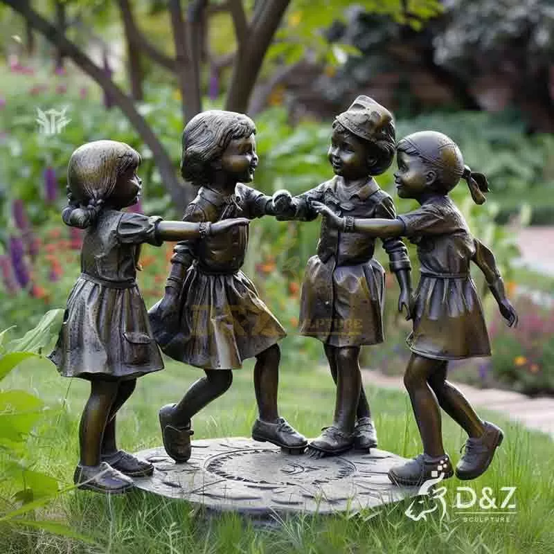 Bronze Children Playing Statue for Garden Decor DZ-907