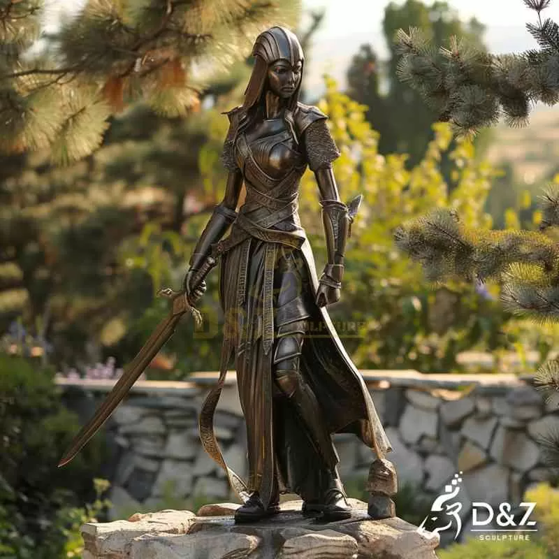 Outdoor Bronze Female Warrior Statue for Garden Decor DZJ-28