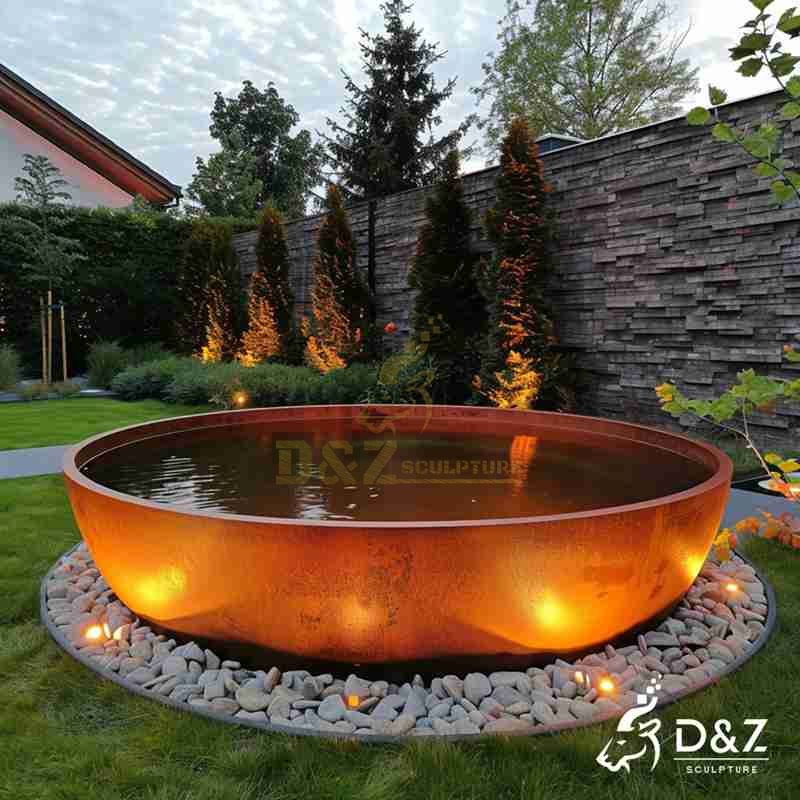 corten steel water fountain