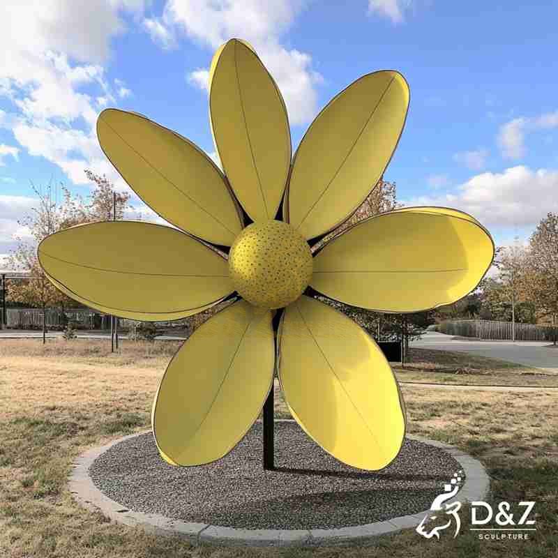Yellow Flower Art Sculpture | Large Metal Garden Decor DZJ-35