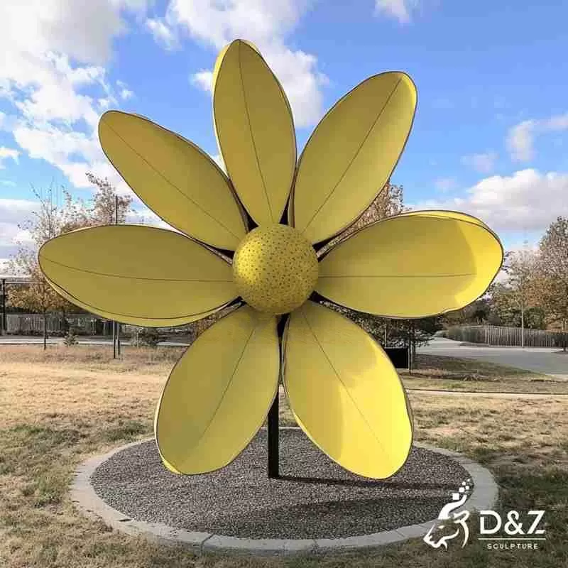 Yellow Flower Art Sculpture | Large Metal Garden Decor DZJ-35