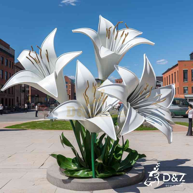 Metal Lily Sculpture | Outdoor Garden Flower Art DZJ-40