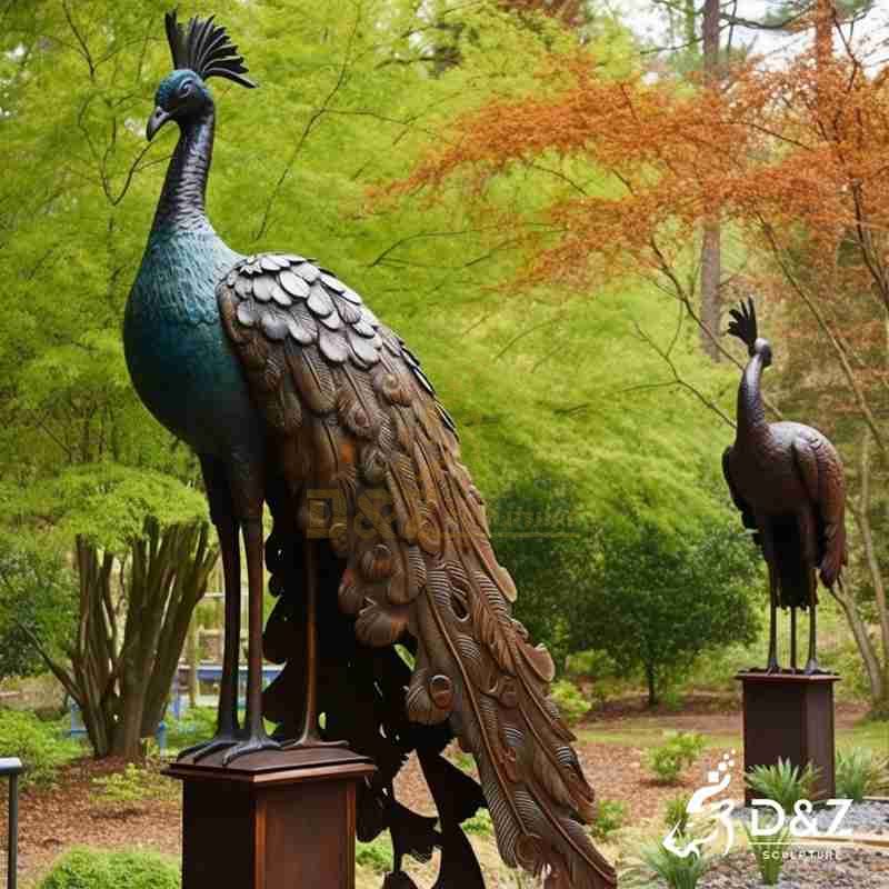 bronze peacock statue
