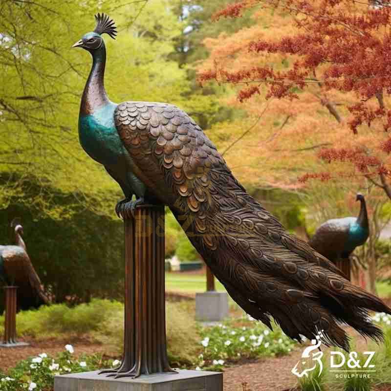 large peacock garden statue