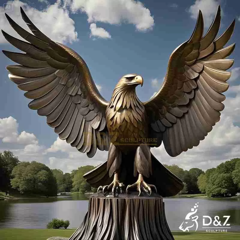 Large Bronze Eagle Statue with Spread Wings for Sale DZJ-49