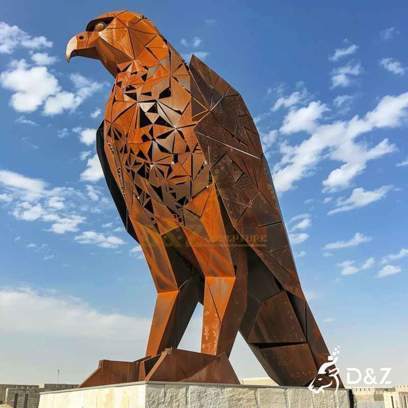 Geometric Corten Steel Falcon Sculpture for Sale DZJ-54